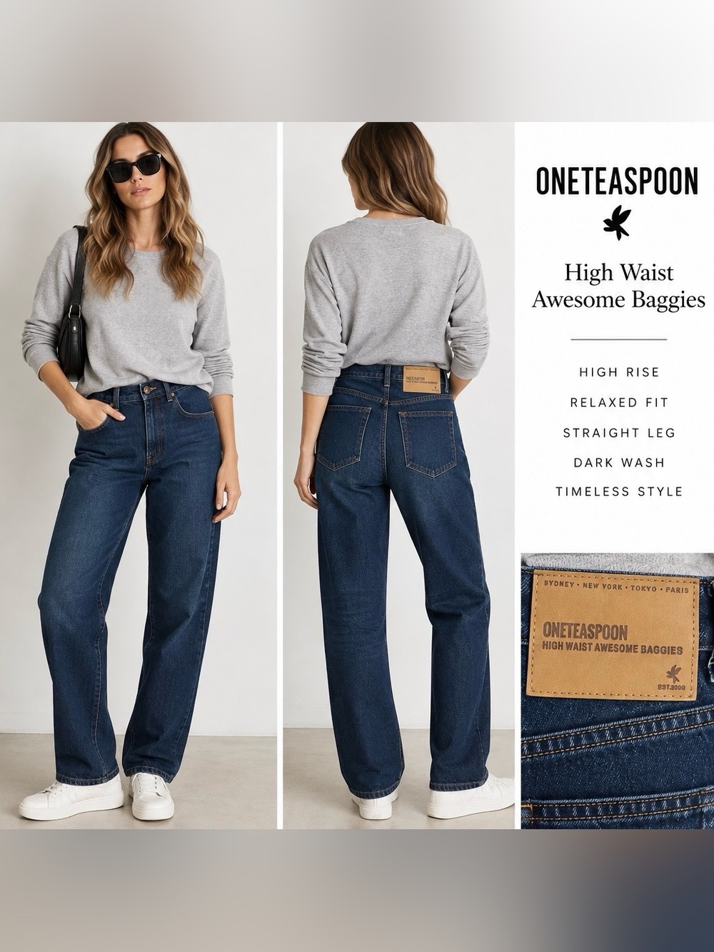 One Teaspoon High Waist Awesome Baggies Jeans Size 26 Dark Wash NWOT